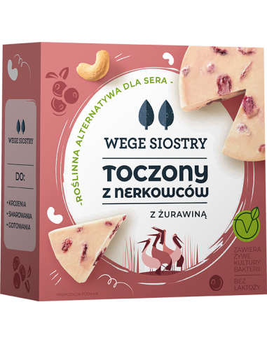 WEGAŃSKA ALTERNATYWA SERA Z ORZECHÓW NERKOWCA Z ŻURAWINĄ BEZGLUTENOWA 140 g - WEGE SIOSTRY