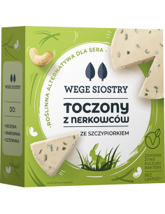 WEGAŃSKA ALTERNATYWA SERA Z ORZECHÓW NERKOWCA ZE SZCZYPIORKIEM BEZGLUTENOWA 140 g - WEGE SIOSTRY