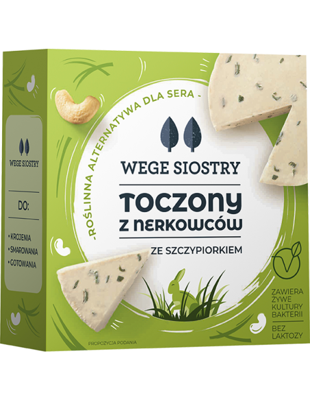 WEGAŃSKA ALTERNATYWA SERA Z ORZECHÓW NERKOWCA ZE SZCZYPIORKIEM BEZGLUTENOWA 140 g - WEGE SIOSTRY