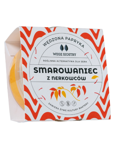 WEGAŃSKA ALTERNATYWA SERKA TWAROGOWEGO Z ORZECHÓW NERKOWCA Z PAPRYKĄ WĘDZONĄ BEZGLUTENOWA 150 g - WEGE SIOSTRY