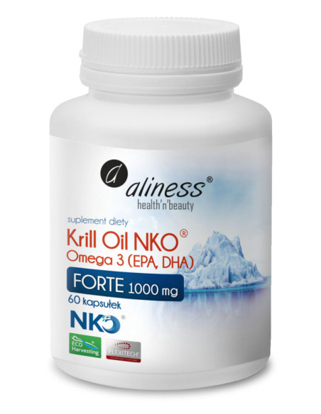 Krill Oil NKO Omega 3 1000mg Forte z Astaksantyną - 60 kaps - Aliness