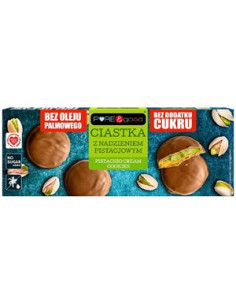 Ciastka z nadzieniem pistacjowym w czekoladzie mlecznej bez cukrów - 96g - PureGood