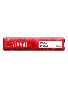 Baton mleczna czekolada z nadzieniem pralinowym z kawałkami wafelków BIO - 40g - Vivani