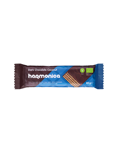 Wafelek z samopszy z kremem kokosowo-kakaowym w polewie czekoladowej Bio - 40g - Harmonica