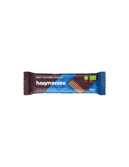 Wafelek z samopszy z kremem kokosowo-kakaowym w polewie czekoladowej Bio - 40g - Harmonica