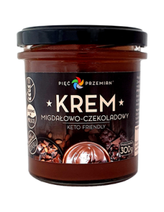 Krem migdałowo - czekoladowy bez dodatku cukrów bezglutenowy keto - 300g - PIĘĆ PRZEMIAN