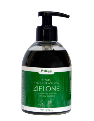 Mydło mikroorganiczne Zielone w płynie z młodym jęczmieniem dla cery wrażliwej - 300ml - ProBiotics