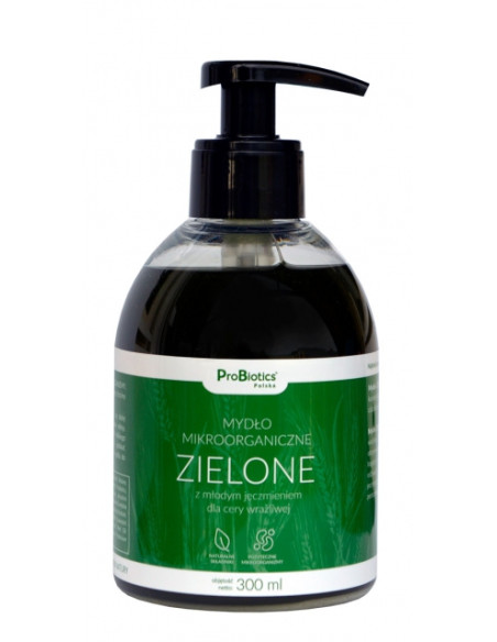 Mydło mikroorganiczne Zielone w płynie z młodym jęczmieniem dla cery wrażliwej - 300ml - ProBiotics