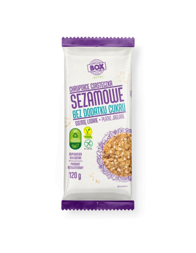 Ciastka sezamowe siemię lniane + płatki jaglane bez dodatku cukru - 120g - ZPC BOX