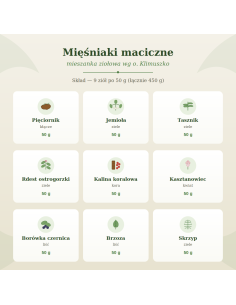 Mieszanka Mięśniaki Maciczne - zioła wg. o. Klimuszko "Wróćmy do ziół"