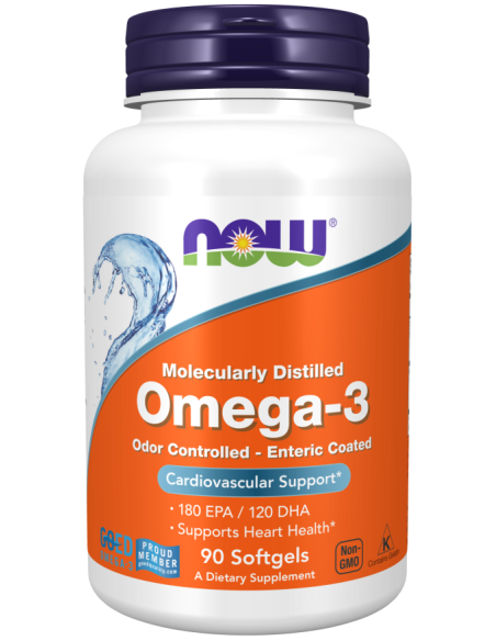 Omega-3 moleculary distilled - 90 kapsułek - Now Foods