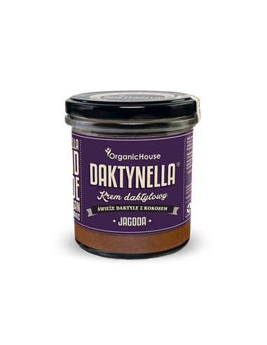 Krem kokos-daktyle medjool-jagoda bezglutenowy BIO - 280g - Organichouse (Daktynella)