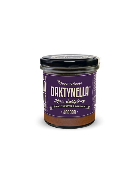 Krem kokos-daktyle medjool-jagoda bezglutenowy BIO - 280g - Organichouse (Daktynella)