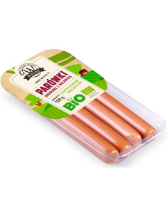 PARÓWKI DROBIOWE Z WOŁOWINĄ BIO 150 g - WASĄG (NA ZAMÓWIENIE)