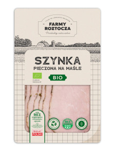 SZYNKA NA MAŚLE PIECZONA PLASTRY BIO 100 g -  FARMY ROZTOCZA (NA ZAMÓWIENIE)