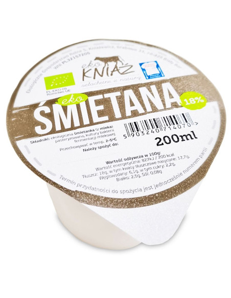 ŚMIETANA 18 % BIO 200 ml - EKO KNIAŹ (NA ZAMÓWIENIE)