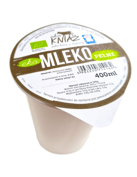 MLEKO PEŁNE ŚWIEŻE BIO 400 ml - EKO KNIAŹ (NA ZAMÓWIENIE)