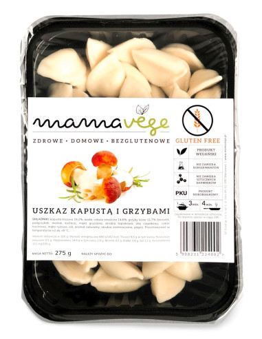 USZKA Z KAPUSTĄ I GRZYBAMI BEZGLUTENOWE 275 g - MAMA VEGE (PRODUKT SEZONOWY)
