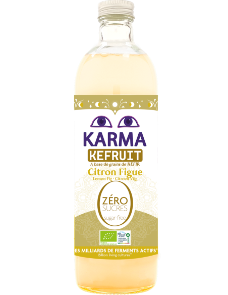 NAPÓJ PROBIOTYCZNY KEFRUIT FIGA - CYTRYNA BEZ CUKRU FAIR FOR LIFE BIO 750 ml - KARMA KOMBUCHA