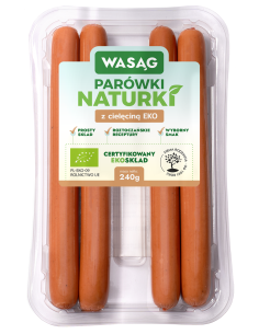 PARÓWKI Z CIELĘCINĄ BIO 240 g - WASĄG (NA ZAMÓWIENIE)