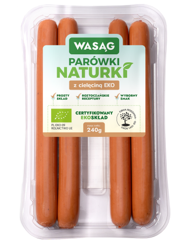 PARÓWKI Z CIELĘCINĄ BIO 240 g - WASĄG (NA ZAMÓWIENIE)