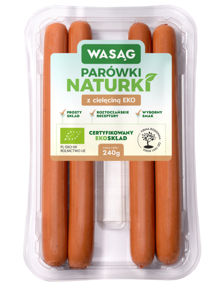PARÓWKI Z CIELĘCINĄ BIO 240 g - WASĄG (NA ZAMÓWIENIE)