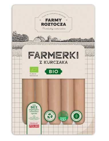 PARÓWKI FARMERKI Z KURCZAKA BIO 250 g - FARMY ROZTOCZA (NA ZAMÓWIENIE)