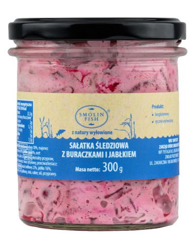 SAŁATKA ŚLEDZIOWA Z BURACZKIEM I JABŁKIEM 300 g - SMOLIN FISH (NA ZAMÓWIENIE)