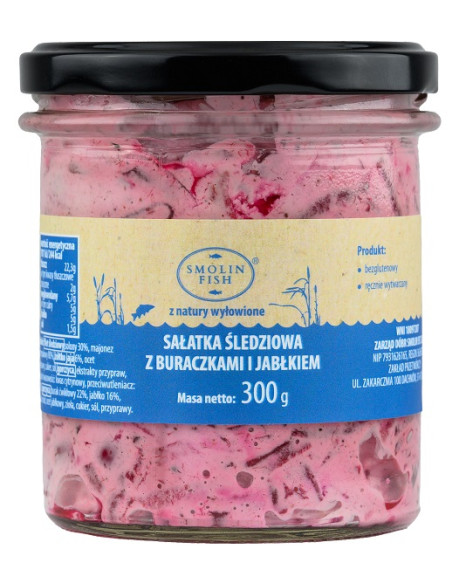 SAŁATKA ŚLEDZIOWA Z BURACZKIEM I JABŁKIEM 300 g - SMOLIN FISH (NA ZAMÓWIENIE)