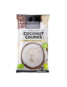 KOKOS KAWAŁKI ŚWIEŻE O SMAKU WANILIOWYM BEZGLUTENOWE BIO 30 g - GENUINE COCONUT