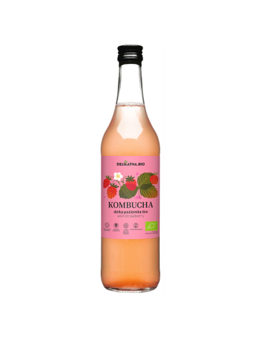 KOMBUCHA O SMAKU DZIKIEJ POZIOMKI BIO 500 ml - DELIKATNA