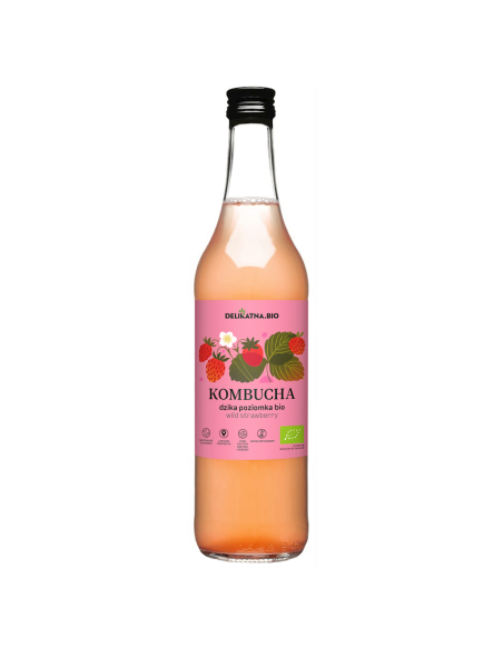 KOMBUCHA O SMAKU DZIKIEJ POZIOMKI BIO 500 ml - DELIKATNA