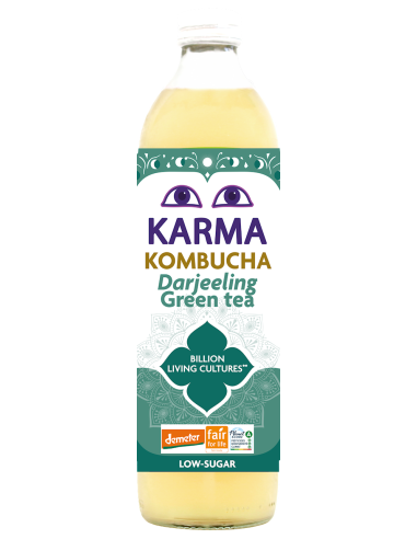 KOMBUCHA HERBATA ZIELONA DARJEELING NISKA ZAWARTOŚĆ CUKRÓW FAIR FOR LIFE DEMETER BIO 500 ml - KARMA KOMBUCHA