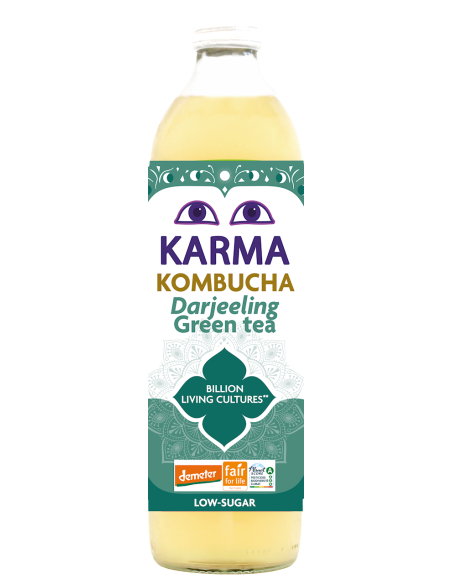 KOMBUCHA HERBATA ZIELONA DARJEELING NISKA ZAWARTOŚĆ CUKRÓW FAIR FOR LIFE DEMETER BIO 500 ml - KARMA KOMBUCHA