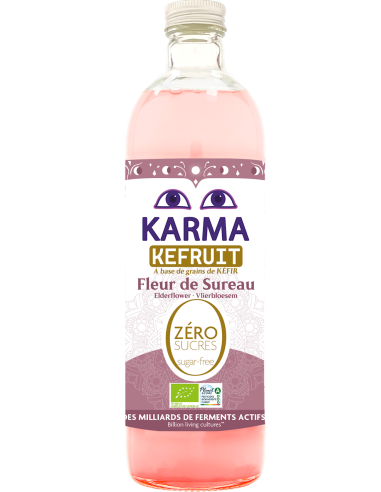 NAPÓJ PROBIOTYCZNY KEFRUIT KWIAT CZARNEGO BZU BEZ CUKRU FAIR FOR LIFE BIO 750 ml - KARMA KOMBUCHA