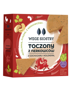 WEGAŃSKA ALTERNATYWA SERA Z ORZECHÓW NERKOWCA Z PAPRYKĄ GOCHUGARU I KOLENDRĄ BEZGLUTENOWA 140 g - WEGE SIOSTRY