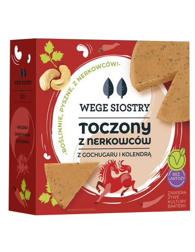 WEGAŃSKA ALTERNATYWA SERA Z ORZECHÓW NERKOWCA Z PAPRYKĄ GOCHUGARU I KOLENDRĄ BEZGLUTENOWA 140 g - WEGE SIOSTRY