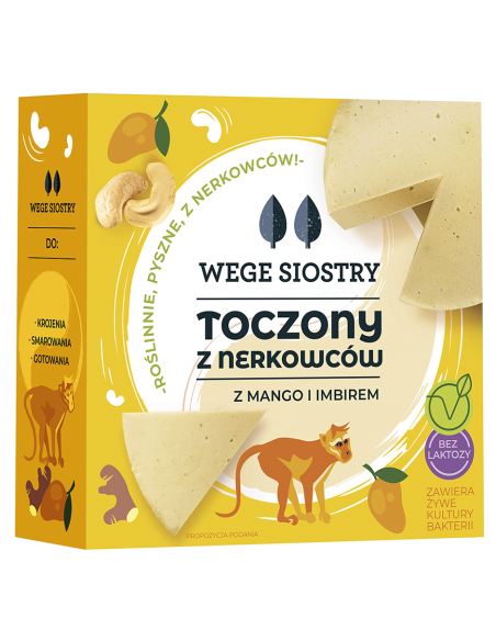WEGAŃSKA ALTERNATYWA SERA Z ORZECHÓW NERKOWCA Z MANGO I IMBIREM BEZGLUTENOWA 140 g - WEGE SIOSTRY