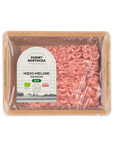 MIĘSO MIELONE WIEPRZOWE SUROWE BIO 300 g - FARMY ROZTOCZA (NA ZAMÓWIENIE)