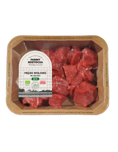MIĘSO GULASZOWE WOŁOWE SUROWE BIO 300 g - FARMY  ROZTOCZA (NA ZAMÓWIENIE)
