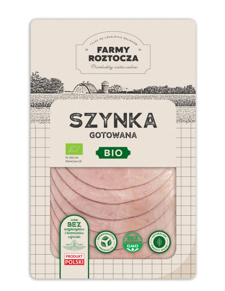 SZYNKA GOTOWANA PLASTRY BIO 100 g - FARMY ROZTOCZA (NA ZAMÓWIENIE)