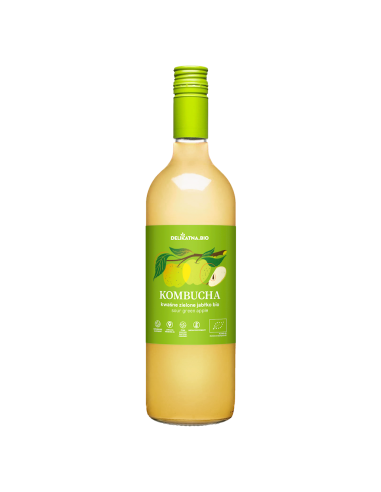 KOMBUCHA O SMAKU KWAŚNEGO ZIELONEGO JABŁKA BIO 750 ml - DELIKATNA