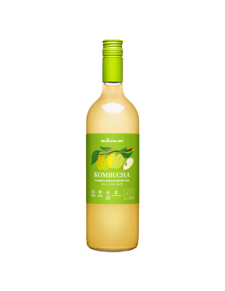 KOMBUCHA O SMAKU KWAŚNEGO ZIELONEGO JABŁKA BIO 750 ml - DELIKATNA