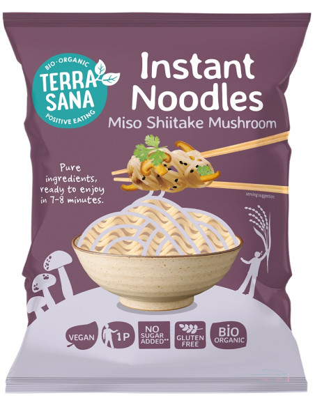ZUPA BŁYSKAWICZNA Z MAKARONEM, MISO I GRZYBAMI SHIITAKE BEZGLUTENOWA BIO 90 g - TERRASANA