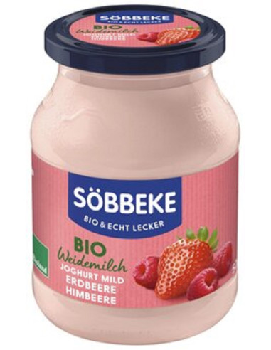 JOGURT KREMOWY TRUSKAWKA - MALINA BIO 500 g (SŁOIK) - SOBBEKE