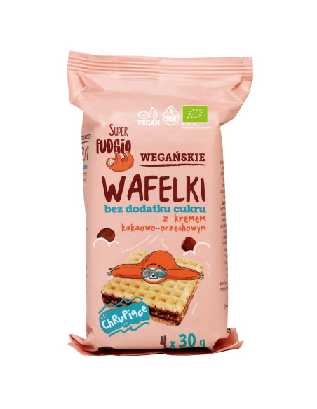 WAFELKI Z KREMEM KAKAOWO - ORZECHOWYM BEZ DODATKU CUKRÓW BIO (4 szt.) 120 g - ME GUSTO (SUPER FUDGIO)