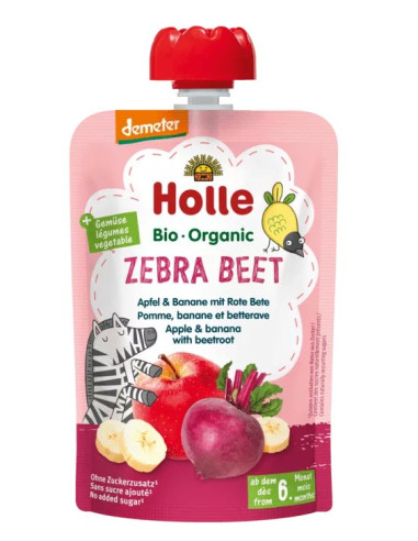 MUS BURACZANA ZEBRA (JABŁKO - BANAN - BURAK) BEZ DODATKU CUKRÓW BEZGLUTENOWA OD 6 MIESIĄCA DEMETER BIO 100 g - HOLLE
