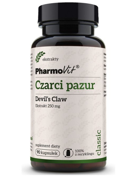 CZARCI PAZUR EKSTRAKT (250 mg) BEZGLUTENOWY 90 KAPSUŁEK - PHARMOVIT (CLASSIC)