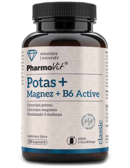 POTAS + MAGNEZ + WITAMINA B6 ACTIVE BEZGLUTENOWE 120 KAPSUŁEK - PHARMOVIT (CLASSIC)