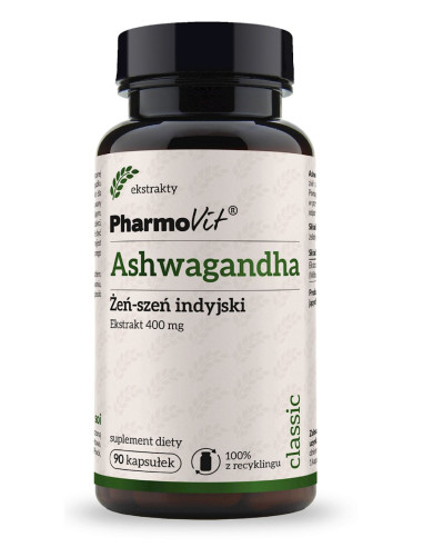 ASHWAGANDHA EKSTRAKT (400 mg) BEZGLUTENOWY 90 KAPSUŁEK - PHARMOVIT (CLASSIC)